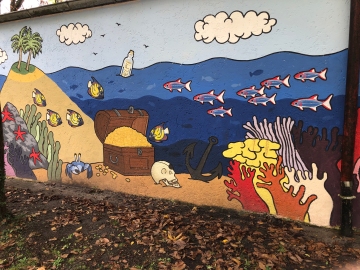 Verschönerung der Mauer am Spielplatz Laimer Anger